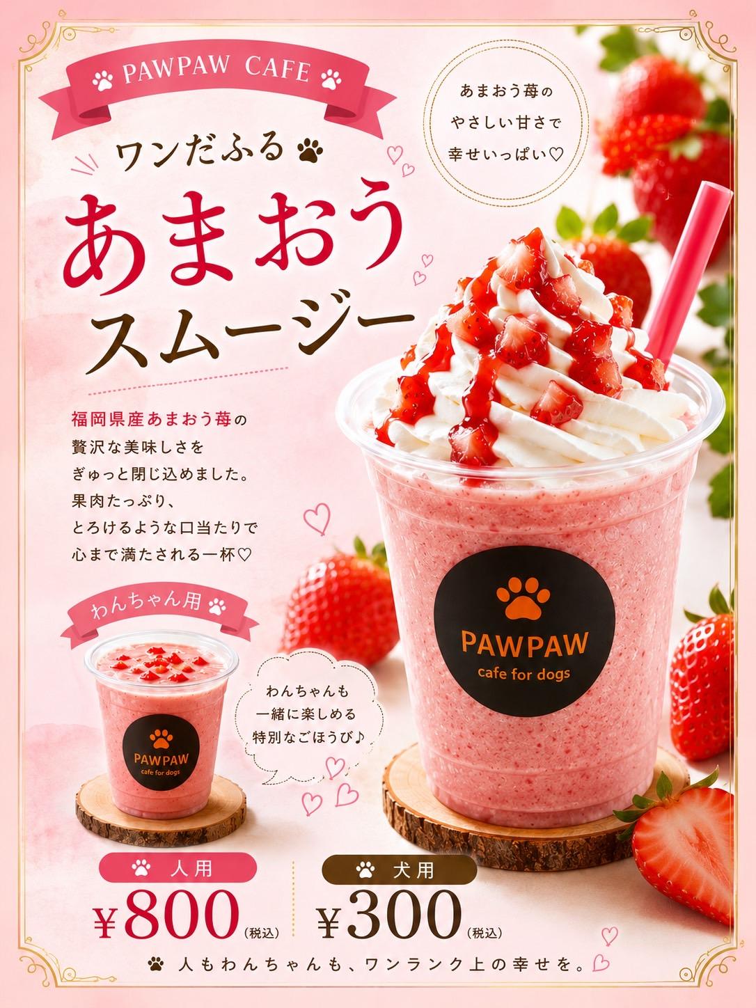PAWPAW CAFEのあまおう苺スムージー紹介
